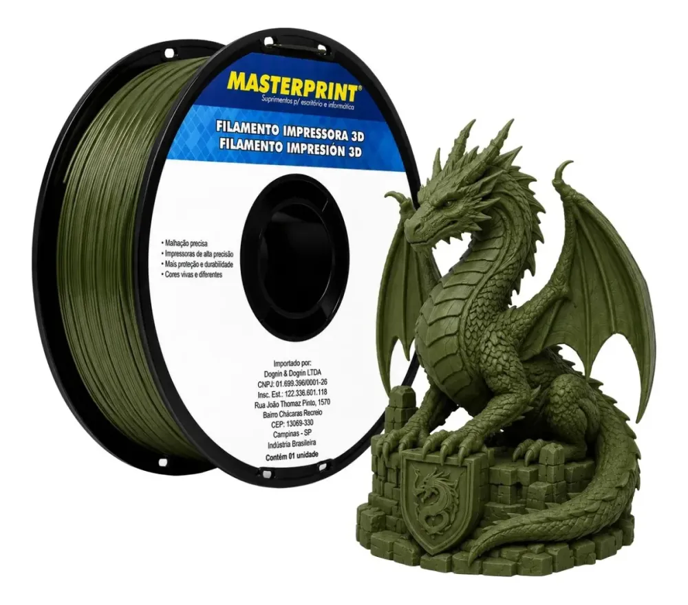 Filamento Masterprint PLA Fosco 1.75mm 1kg - Verde Militar
