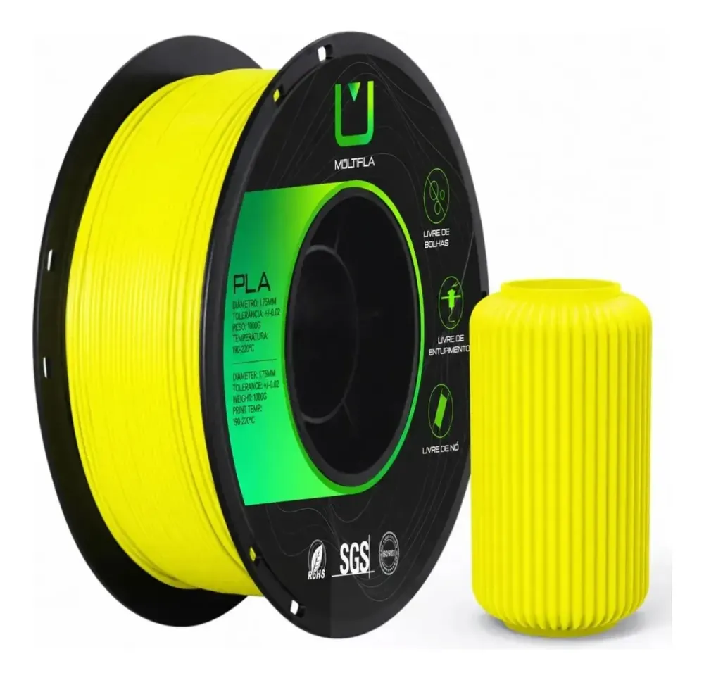Filamento Multifila PLA FOSCO 1.75mm 1kg - Amarelo Banana