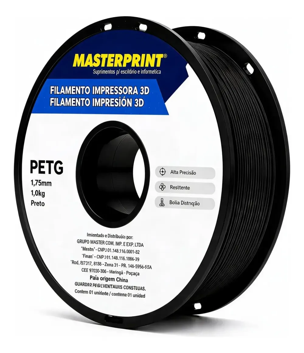 Filamento Masterprint PETG 1.75mm 1kg - Preto