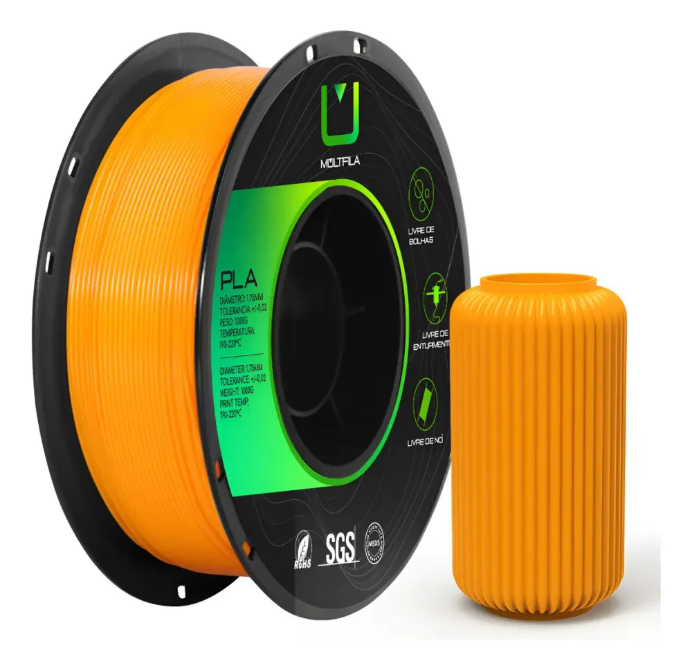 Filamento Multifila PLA FOSCO 1.75mm 1kg - Laranja
