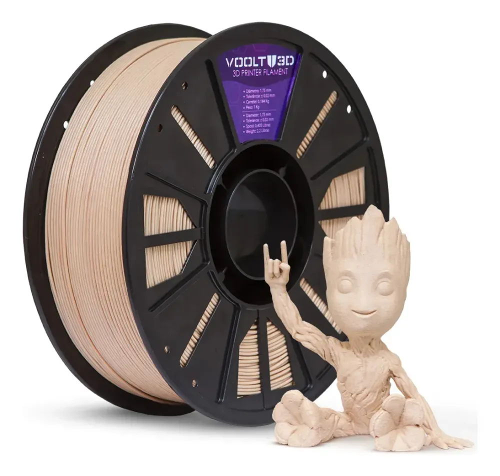 Filamento PLA Voolt3d  1.75mm 1 Kg - Madeira Pinus