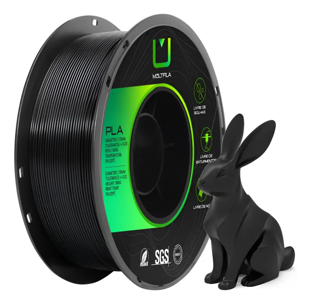 Filamento Multifila PLA FOSCO 1.75mm 1kg - Preto