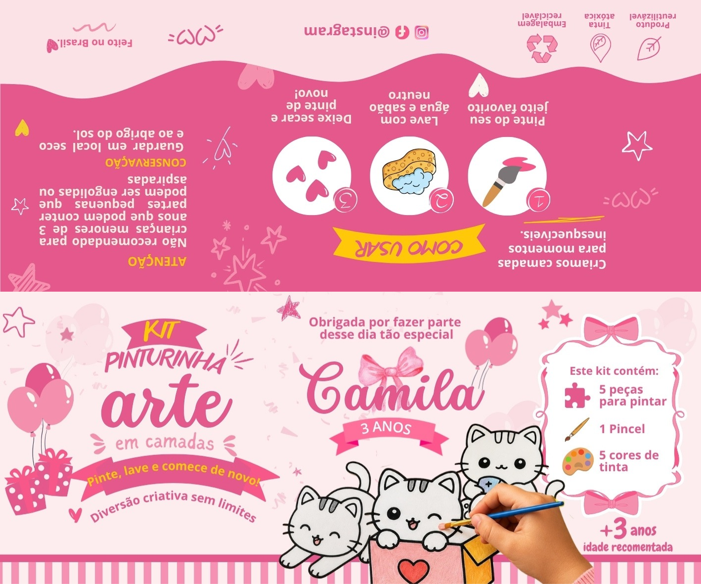 Solapa Gatinhas - kit Pinturinha 12x5cm